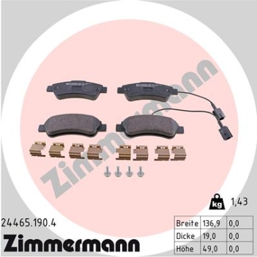 Zimmermann Brake pads for PEUGEOT BOXER Pritsche/Fahrgestell rear