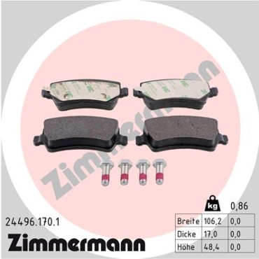 Zimmermann Brake pads for LAND ROVER RANGE ROVER EVOQUE (L538) rear