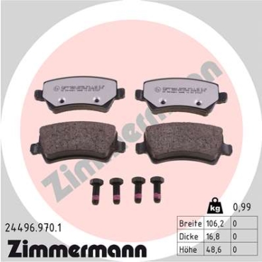 Zimmermann rd:z Brake pads for LAND ROVER RANGE ROVER EVOQUE (L538) rear