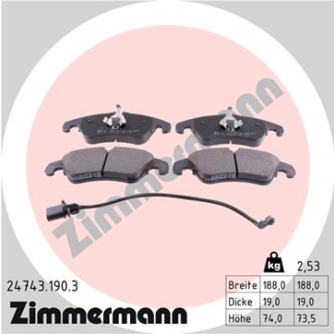 Zimmermann Brake pads for AUDI A6 (4G2, 4GC, C7) front
