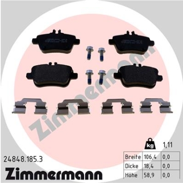 Zimmermann Brake pads for MERCEDES-BENZ A-KLASSE (W176) rear