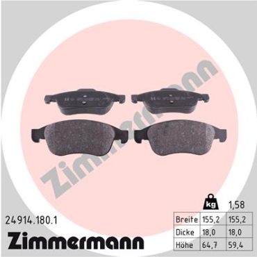 Zimmermann Brake pads for RENAULT FLUENCE (L3_) front