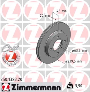 Zimmermann Brake Disc for FORD ESCORT '95 Express (AVL) front