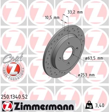 Zimmermann Brake Disc for FORD SIERRA Schrägheck (GBC) rear