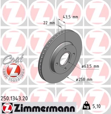 Zimmermann Brake Disc for MAZDA 2 (DY) front