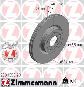 Zimmermann Brake Disc for VOLVO S40 II (544) front