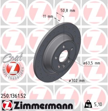 Zimmermann Sport Brake Disc for LAND ROVER RANGE ROVER EVOQUE (L538) rear