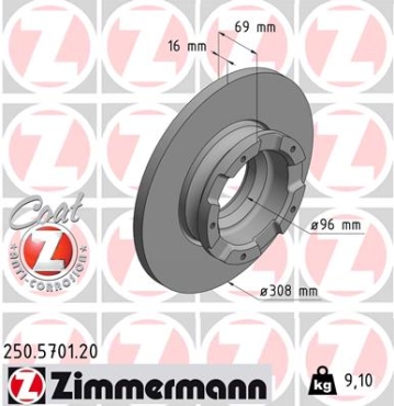 Zimmermann Brake Disc for FORD TRANSIT V363 Pritsche/Fahrgestell (FED, FFD) rear