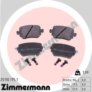 Zimmermann Brake pads for SEAT LEON SC (5F5) rear