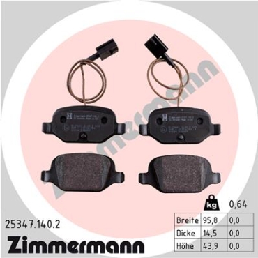 Zimmermann Brake pads for FIAT 500 C (312_) rear