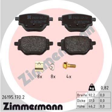 Zimmermann Brake pads for OPEL CORSA F Kasten/Schrägheck rear