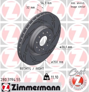 Zimmermann Sportbremsscheibe Black Z für HONDA CIVIC IX (FK) vorne rechts