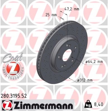 Zimmermann Sport Brake Disc for HONDA CR-V V (RW_, RT_, RS_) front