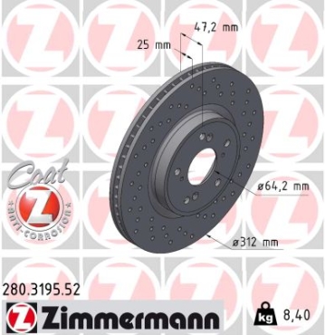 Zimmermann Sportbremsscheibe Sport Z für HONDA CR-V V (RW_, RT_, RS_) vorne