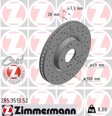 Zimmermann Sport Brake Disc for HYUNDAI i30 Kombi (GD) front