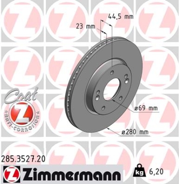 Zimmermann Brake Disc for KIA CEE'D (JD) front