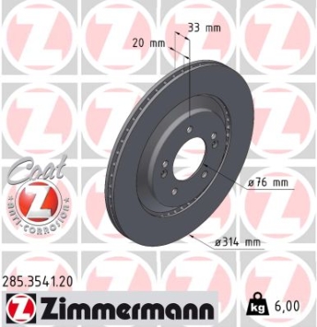 Zimmermann Bremsscheibe für HYUNDAI i30 FASTBACK (PDE, PDEN) hinten