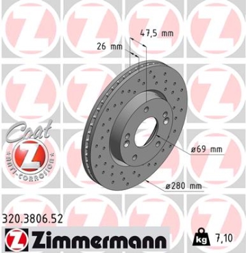 Zimmermann Sport Brake Disc for KIA CEE'D SW (ED) front