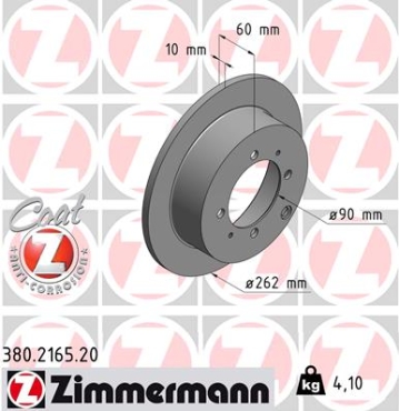 Zimmermann Brake Disc for MITSUBISHI SANTAMO rear