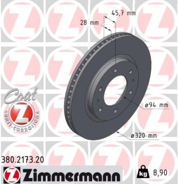 Zimmermann Brake Disc for MITSUBISHI L200 (KJ_, KK_, KL_) front