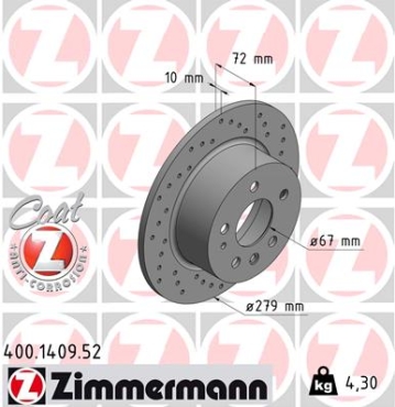 Zimmermann Sport Brake Disc for MERCEDES-BENZ S-KLASSE (W116) rear