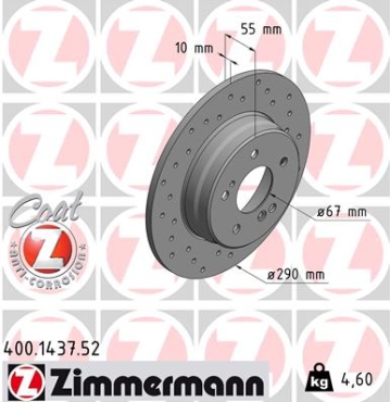 Zimmermann Brake Disc for MERCEDES-BENZ CLK Cabriolet (A209) rear