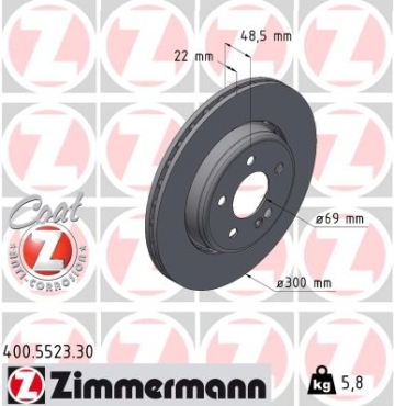 Zimmermann Brake Disc for MERCEDES-BENZ E-KLASSE Cabriolet (A238) rear