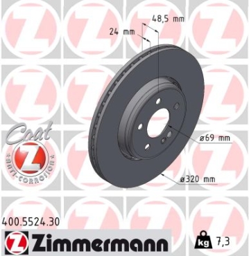 Zimmermann Brake Disc for MERCEDES-BENZ CLS (C257) rear