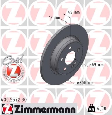 Zimmermann Brake Disc for MERCEDES-BENZ C-KLASSE (W206) rear