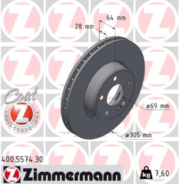 Zimmermann Brake Disc for MERCEDES-BENZ C-KLASSE T-MODEL (S206) front