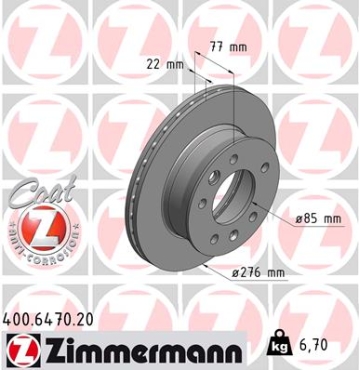 Zimmermann Brake Disc for VW LT 28-46 II Kasten (2DA, 2DD, 2DH) front