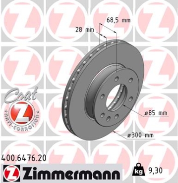 Zimmermann Brake Disc for MERCEDES-BENZ SPRINTER 3-t Bus (906) front