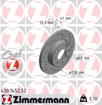 Zimmermann Sport Brake Disc for OPEL CORSA B (S93) front
