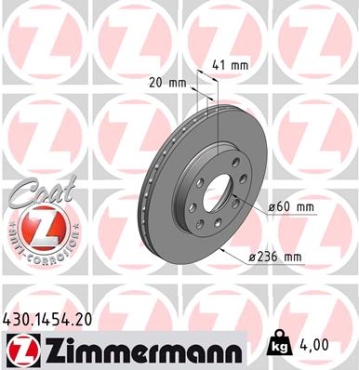 Zimmermann Brake Disc for CHEVROLET AVEO / KALOS Stufenheck (T250, T255) front
