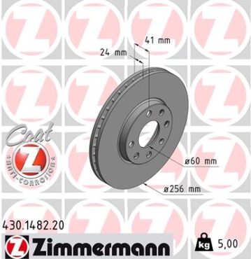 Zimmermann Brake Disc for OPEL ASTRA G Cabriolet (T98) front