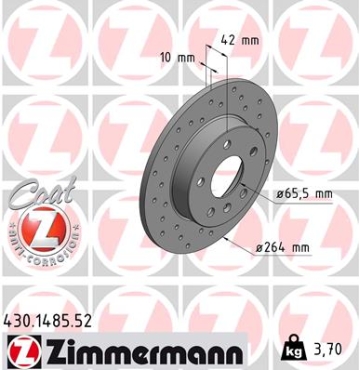 Zimmermann Sport Brake Disc for OPEL MERIVA B Großraumlimousine (S10) rear