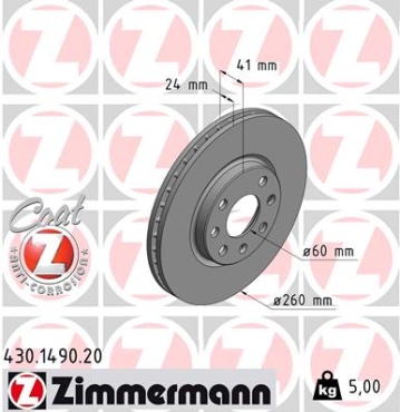 Zimmermann Brake Disc for OPEL MERIVA A Großraumlimousine (X03) front