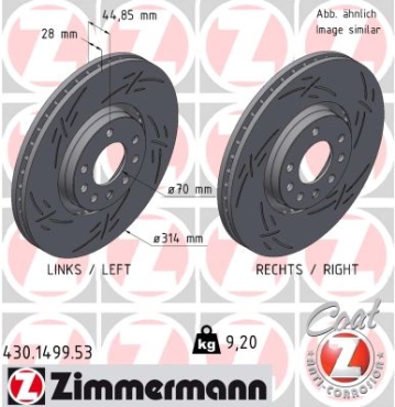 Zimmermann Sportbremsscheibe Black Z für SAAB 9-3 Kombi (E50) vorne