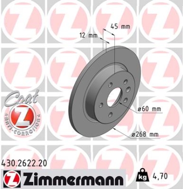 Zimmermann Brake Disc for CHEVROLET AVEO Schrägheck (T300) rear