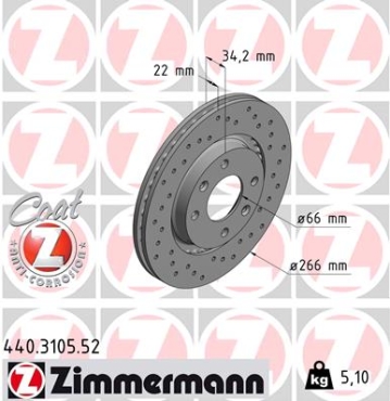 Zimmermann Sport Brake Disc for CITROËN C4 Coupe (LA_) front