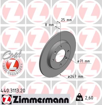 Zimmermann Brake Disc for CITROËN XSARA (N1) rear
