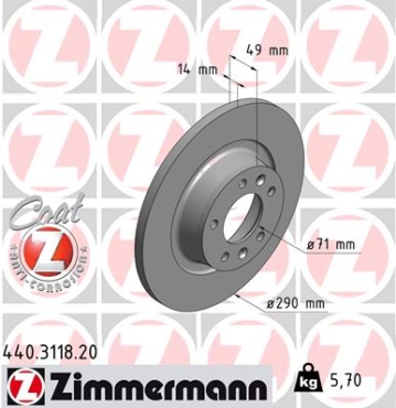 Zimmermann Brake Disc for PEUGEOT EXPERT Pritsche/Fahrgestell rear