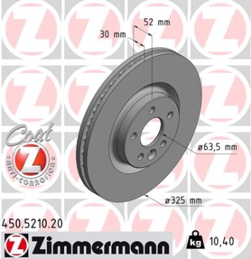 Zimmermann Brake Disc for LAND ROVER RANGE ROVER EVOQUE (L538) front