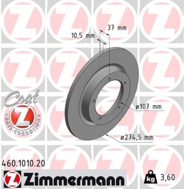 Zimmermann Brake Disc for PORSCHE 356 Coupe front