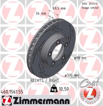 Zimmermann Sportbremsscheibe Black Z für PORSCHE 718 BOXSTER (982) vorne rechts