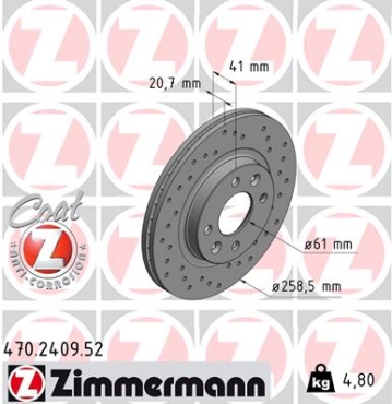 Zimmermann Sport Brake Disc for RENAULT 19 II Chamade (L53_) front