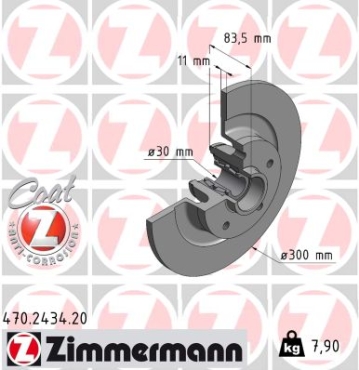 Zimmermann Brake Disc for RENAULT LAGUNA III (BT0/1) rear