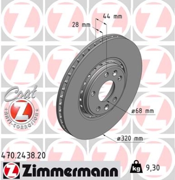 Zimmermann Brake Disc for RENAULT GRAND SCÉNIC III (JZ0/1_) front