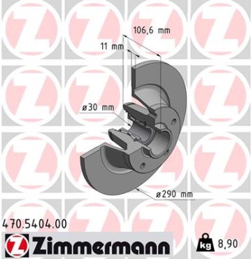 Zimmermann Brake Disc for RENAULT MEGANE III Coupe (DZ0/1_) rear