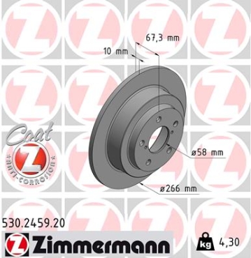 Zimmermann Brake Disc for SUBARU IMPREZA Station Wagon (GG) rear
